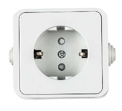 Розетка 1-м AQUA 3113 защ. шторки с заземл. п/герм. бел. ASD / IN HOME 4690612003450