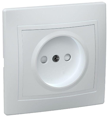 Розетка 1-м СП Кварта РСш10-2-КБ 10А IP20 без заземл. защ. шторки бел. GENERICA ERK10-K01-10-DM