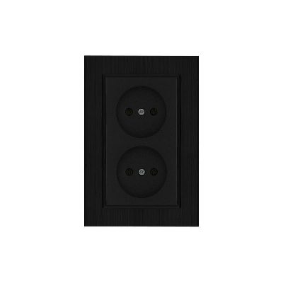 Розетка 2-я Karea LINE STAR без заземл. чер. Makel 86054017