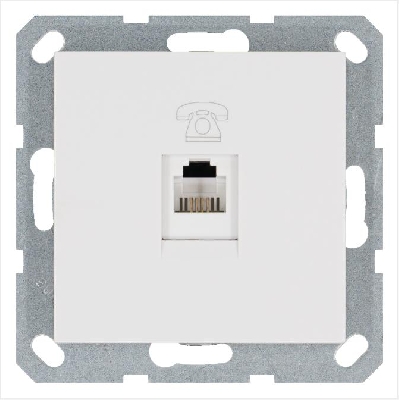 Розетка телефонная 1-м RJ11 механизм бел. глянцевый JasmartG6101W