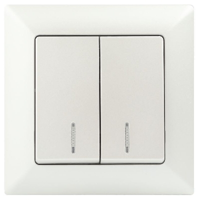 Выключатель 2-кл. СП Solo 4-105-06 10А 250В IP20 с подсветкой перламутр Intro Б0053598