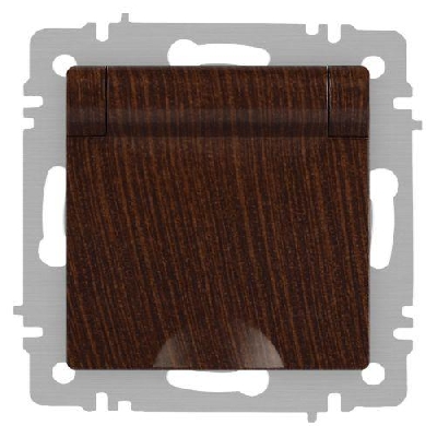 Розетка 1-м СП Accent 6-203-10 16А IP20 250В 2P+E Schuko с крышкой AL/CU венге Intro Б0063454