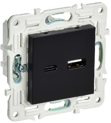 Розетка USB A+C 18Вт SKANDY SK-R13Bl черн. IEK SK-U22-018-K02