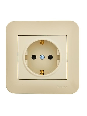 Розетка 1-м СП ASTI 16А IP20 с заземл. защ. шторки термопласт в сборе крем. LEZARD 7081-0303-124B
