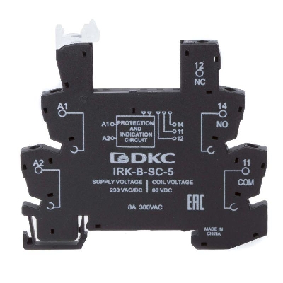 Колодка ультратонкая для реле RIS вх. напр. 230В AC/DC винт. клеммы DKC IRK-B-SC-5