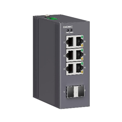 Коммутатор промышленный неуправляемый 2х100Base-X SFP слотов: 6х 10/100Base-T(X) портов RJ45 12-48В DC/18-30В AC с резервированием DKC N1000-2SFP6T-P2