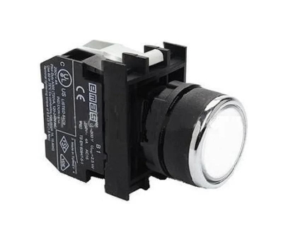 Кнопка с подсветкой-светодиод (1HO) 12-30В перем. и пост. тока бел. EMAS B150DB