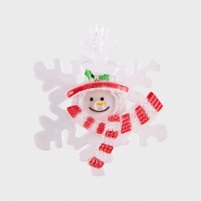 Фигура светодиодная "Снеговик на снежинке" 80х90х15мм 1LED RGB 0.1Вт 4.5В IP20 на присоске элементы питания 2хCR2032 (в компл.) Neon-Night 501-021