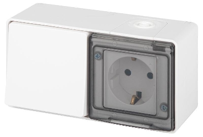 Блок розетка с выключателем Эксперт 11-7501-01 IP55 16А (10AX)-250В ОУ бел. Эра Б0063288