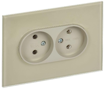 Розетка 2-м SKANDY 10А без заземл. без защ. шторок для плоской вилки SK-R03B беж. IEK SK-R20-10-K10