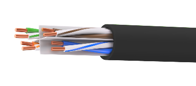 Кабель витая пара кат.6A неэкранированный U/UTP 4 пары нг(А)-HF для внеш./внутр. прокладки катушка 305м черн. DKC RN6UUK01UBK