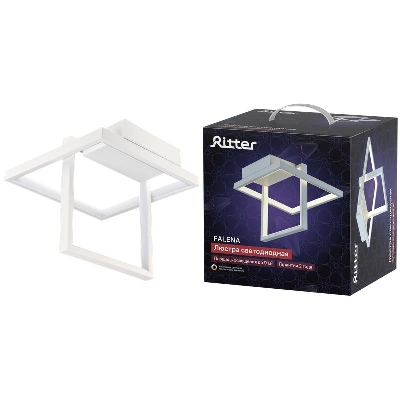 Люстра потолочная светодиодная диммируемая FALENA 3 режима 250х250х215мм 24Вт 2700К/4200К/6400К 9кв.м бел. Ritter 51621 1