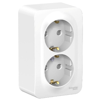 Розетка 2-м ОП Blanca 16А IP20 250В с заземл. защ. шторки с металлич. пластиной бел. SE BLNRA011221