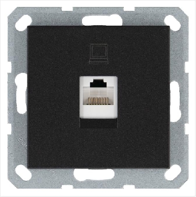 Розетка компьютерная 1-м RJ45 IP20 кат. 5E механизм антрацит Jasmart G6105B