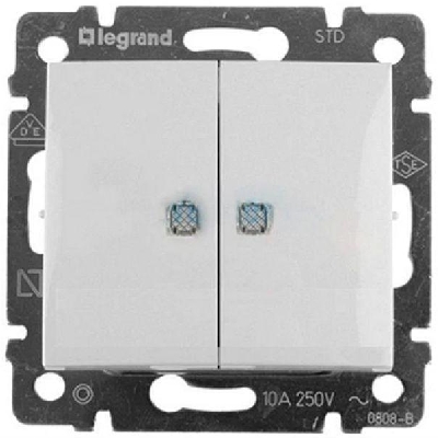 Выключатель 2-кл. СП Valena 10А IP20 с индикацией механизм бел. (DIY-упак.) IEK 694278