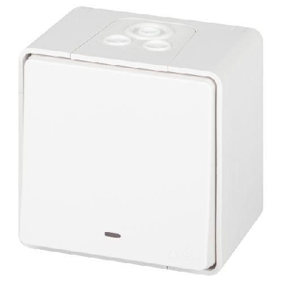 Переключатель Эксперт 11-1507-01 с подсветкой IP55 10АХ-250В ОУ бел. Эра Б0063255