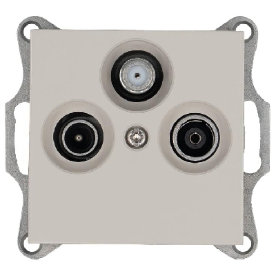 Розетка телевизионная проходная TV + FM + SAT 3-м Ф9.5мм механизм тауп Jasmart G6207T