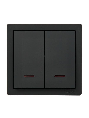 Выключатель 2-клав. с инд. LETO черн. бархат LEZARD 752-4200-112