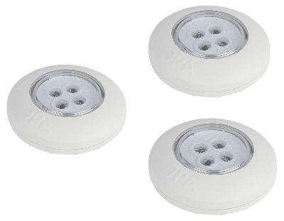 Фонарь светодиодный подсветка SB-803 пушлайт 4хLED на батарейках 3хААА бел. 3 шт ЭРА Б0052860