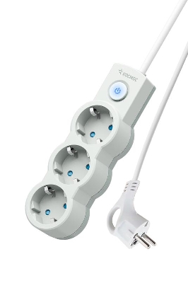 Удлинитель 3х5м с заземл. 10А IP20 2200Вт 220В защ. шторки ПВС 3х1 с выкл. бел. КОСМОС YKsm5m-3g-Z-V10A-W