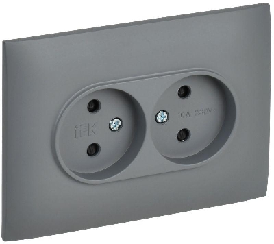 Розетка 2-м SKANDY 10А без заземл. защ. шторки в сборе SK-R09Gr сер. IEK SK-R23-10-K03-F