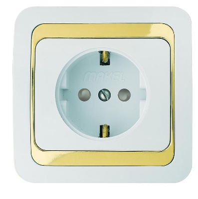 Розетка Mimoza с заземл. с зол. вставкой Makel 12228