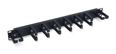 Органайзер кабельный горизонтальный 19дюйм 1U JB08-1U-PR-BK 8 пластиковых колец метал. черн. (RAL9004) Cabeus 10630c