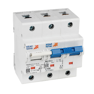 Выключатель автоматический модульный 2п C 80А 10кА OptiDin BM125-2C80-НР-8ln-УХЛ3 с независимым расцепителем КЭАЗ 336370