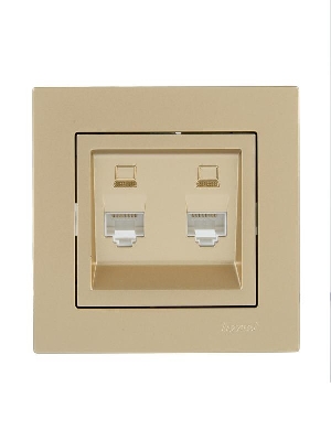 Розетка компьютерная двойн. VESNA зол. LEZARD 742-3688-141