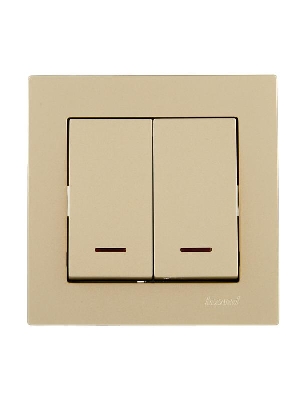 Выключатель двойной с подсветкой VESNA зол. LEZARD 742-3688-112