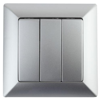 Выключатель 3-кл. СП Solo 4-106-03 10А 250В IP20 алюм. Intro Б0053603