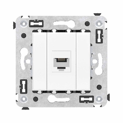 Розетка телефонная 1-м СП Avanti "Белое облако" RJ12 без шторок механизм DKC 4400613