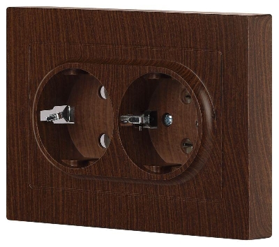 Розетка 2-м СП Accent 6-205-10 16А IP20 250В 2P+E Schuko AL/CU венге Intro Б0063502