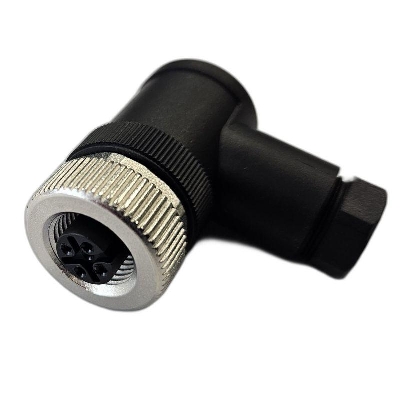 Разъем гнездовой М12 4А винт угловой резьба PG7 кабельн. часть пластик. СТЭЗ 185200131