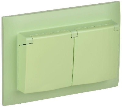 Розетка 2-м SKANDY 16А IP44 с крышкой в сборе SK-R12G мятный IEK SK-R26-16-44-K06-F