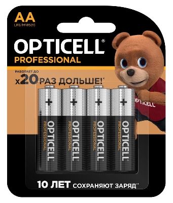 Элемент питания алкалиновый AA/LR6 (блист. 4шт) Professional Opticell 5052001/6052001
