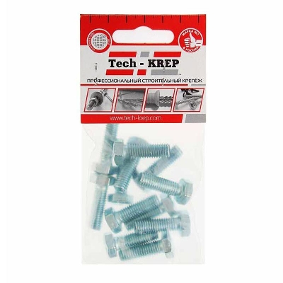 Болт с шестигранной головкой М8х25 DIN 933 класс прочн. 8.8 оцинк. (пакет) (уп.12шт) Tech-Krep/Zitar 102968