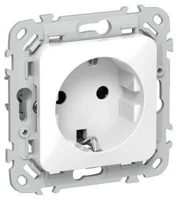 Розетка СП FLITE РС11-0-ФлБ 16А с заземл. без защ. шторок механизм бел. IEK FI-R11-16-K01