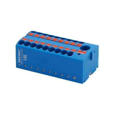 Блок распределительный зажим push-in 1 ввод 6кв.мм 18 точек подключения 25кв.мм син. DKC DTP1-118-104SPUB