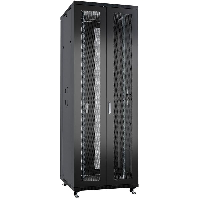 Шкаф монтажный телекоммуникационный напольн. ND-05C-42U80/120-BK 19дюйм 42U 800х1200х2055мм для распределит. и серверн. оборудования; передн. и задн. двойн. перфорир. двери ручки с замком RAL 9004 черн. Cabeus 9752c