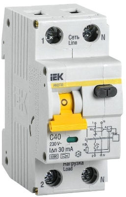 Выключатель автоматический дифференциального тока 2п (1P+N) C 40А 30мА тип A 6кА АВДТ-32 KARAT IEK MAD22-5-040-C-30