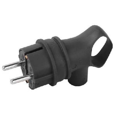 Вилка угловая VX12-B-IP44 16А IP44 с заземл. с кольцом каучук черн. Эра Б0069323