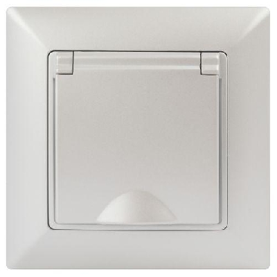 Розетка 1-м СП Solo 4-203-06 16А 250В IP20 2P+E Schuko с заземл. защ. крышка перламутр Intro Б0053662