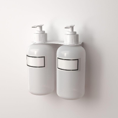 Держатель дозатора для жидкого мыла и шампуней на 2 флакона настенный бел. Rexant 38-0700