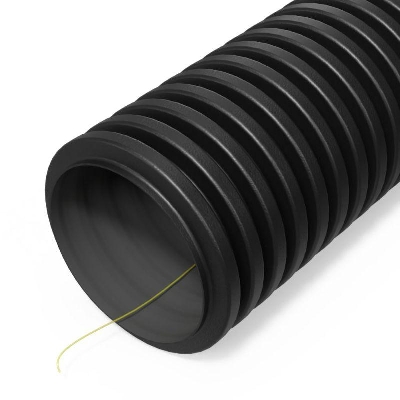 Труба гофрированная двустенная ПНД гибкая d75мм с протяжкой SN16 450 стойкая к УФ с протяжкой черн. (уп.50м) Промрукав PR15.0311