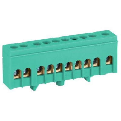 Шина PE земля в изолированном корпусе на DIN-рейку ШНИ-6х9-10-Д зел. NO-224-103 Эра Б0062938