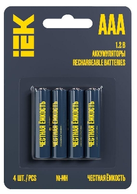 Аккумулятор GREEN Ni-MH AAA 1100мАч (блист.4шт) IEK AAK-NIMH-03-1100-L04