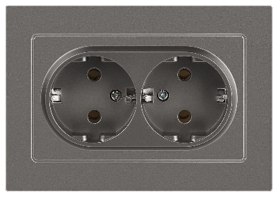 Розетка 2-м СП Accent 6-205-09 16А IP20 250В 2P+E Schuko AL/CU титан Intro Б0063500