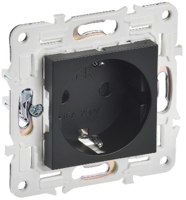 Розетка SKANDY 16А с заземл. защ. шторки SK-R04Bl черн. IEK SK-R14-16-K02