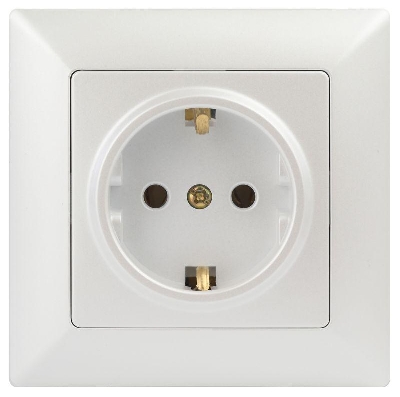 Розетка 1-м СП Solo 4-202-06 16А 250В IP20 2P+E Schuko с заземл. перламутр Intro Б0053654